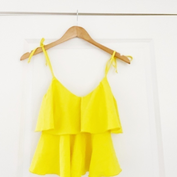 Lisa Marie Fernandez Imaan Ruffled Stretch Crepe Bikini Yellow - Picture 4 of 11